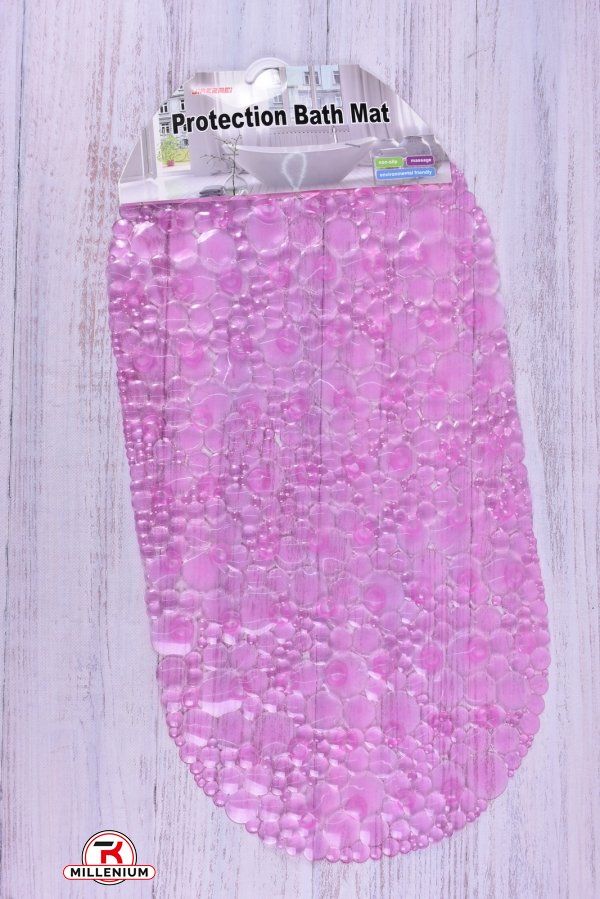 Коврик в ванную(цв.малиновый) силиконовый на присосках размер 65/34см арт.MF1604