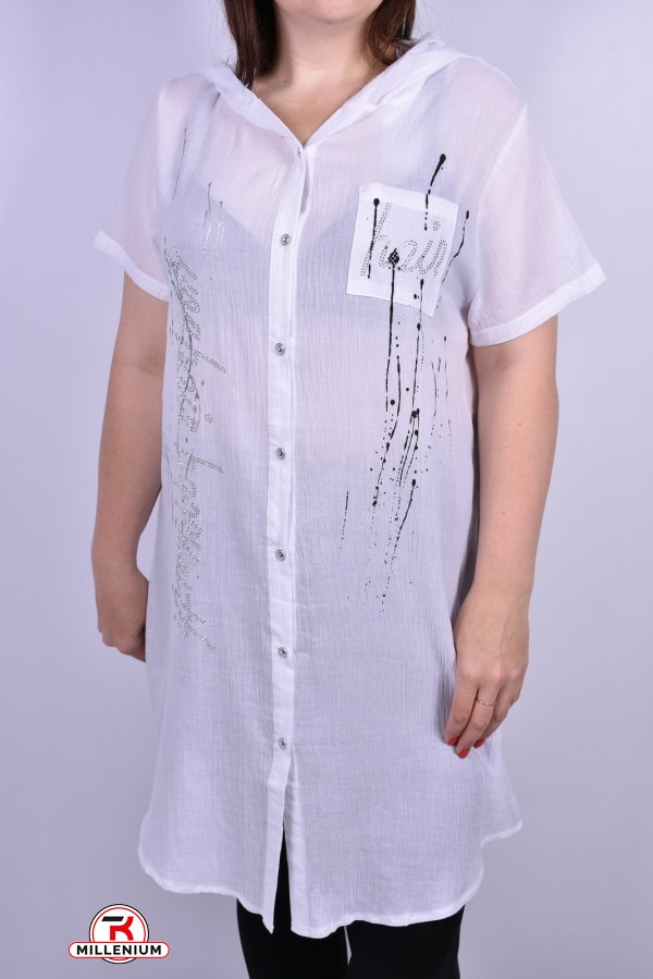 Рубашка-туника женская (цв.белый) стрейчевая" ANGORA" Размеры в наличии : 48, 50, 52, 54 арт.9032