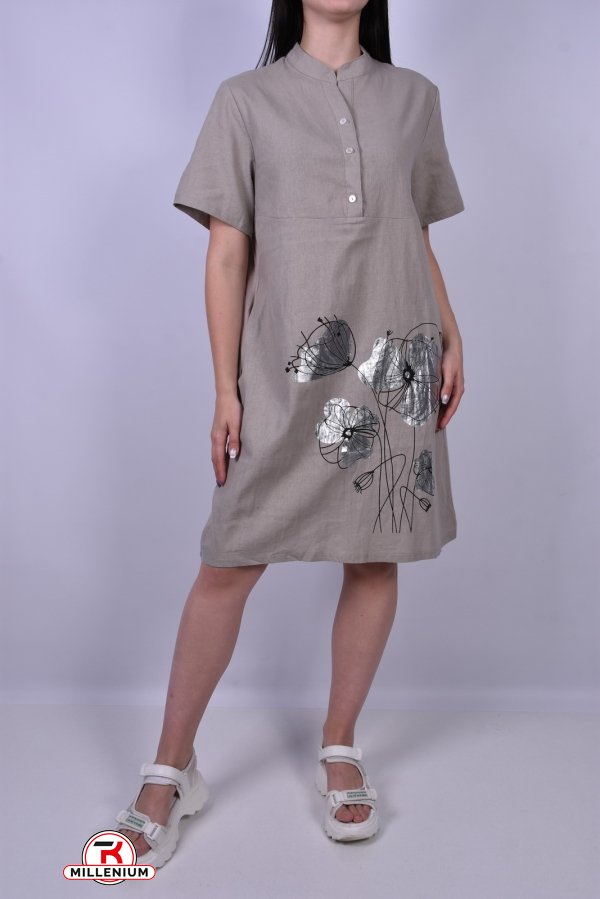 Сукня жіноча (кол. капучіно) (тканина льон) QIANZHIDU Розміри в наявності : 46, 48, 50 арт.E235503