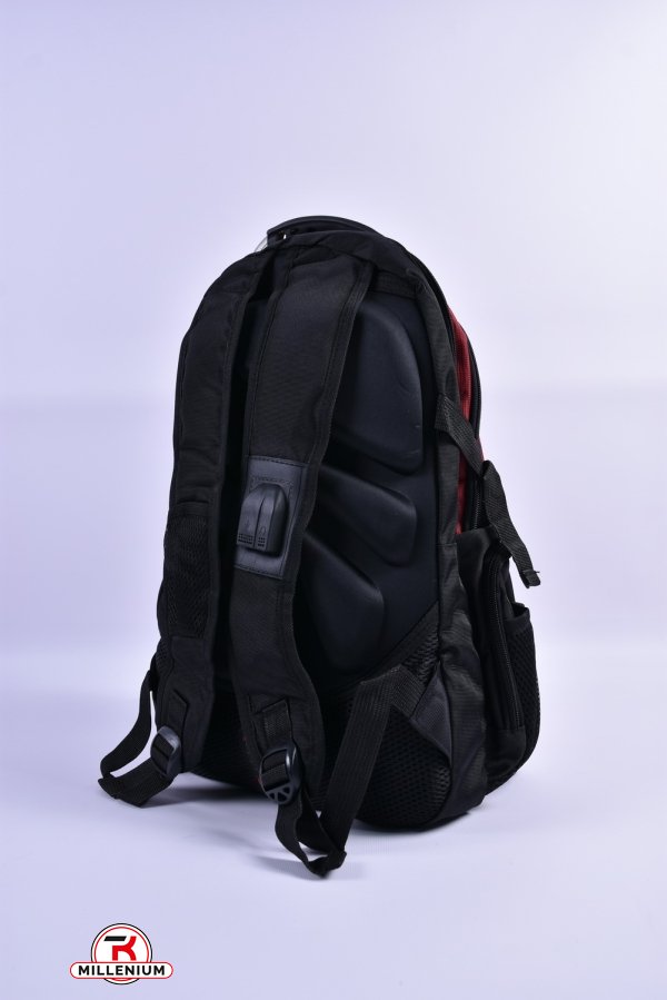 Рюкзак з плащової тканини (кол. червоний) ортопедичний, розмір 45/29/21 см (з USB AUX подо арт.7603
