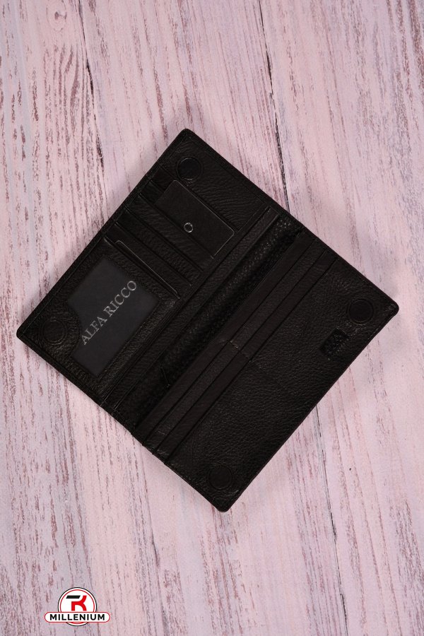 Кошелёк мужской кожаный (color.black) размер 18/9 см. "ALFA RICCO" арт.AR9051SC