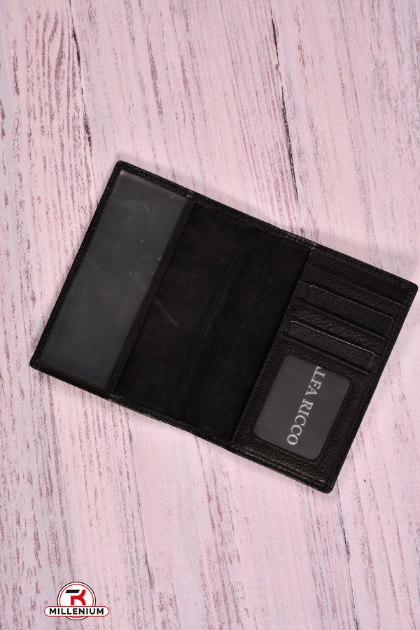 Обкладинка для паспорта та карток шкіряна (color.black) розмір 14/10 см. "ALFA RICCO" арт.AR009SC