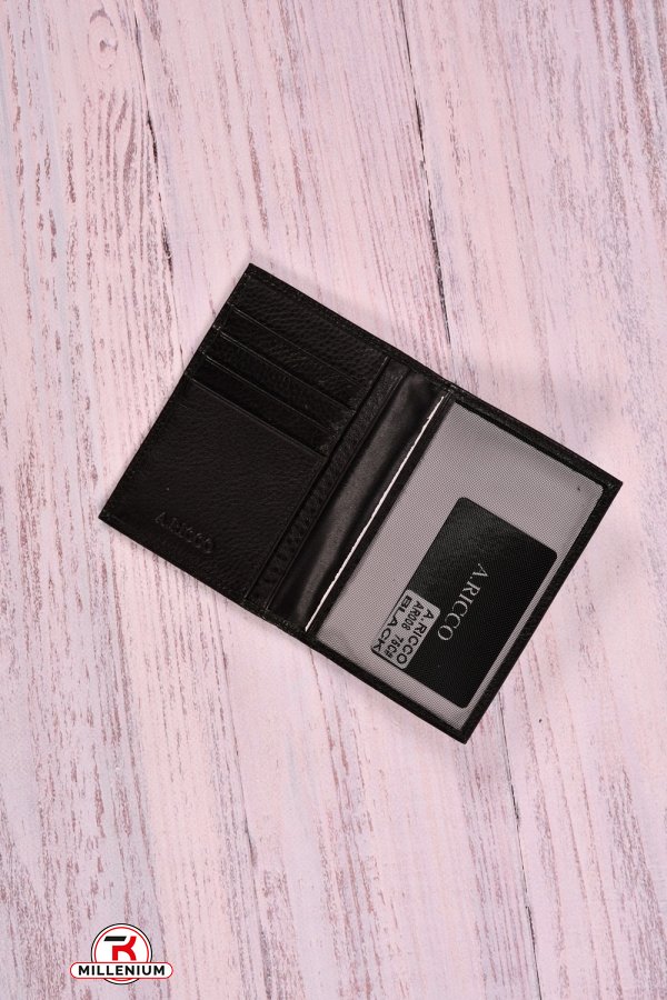 Обкладинка для паспорта та карток шкіряна (color.black) розмір 9.5/13.5 см. "ALFA RICCO" арт.AR00875C