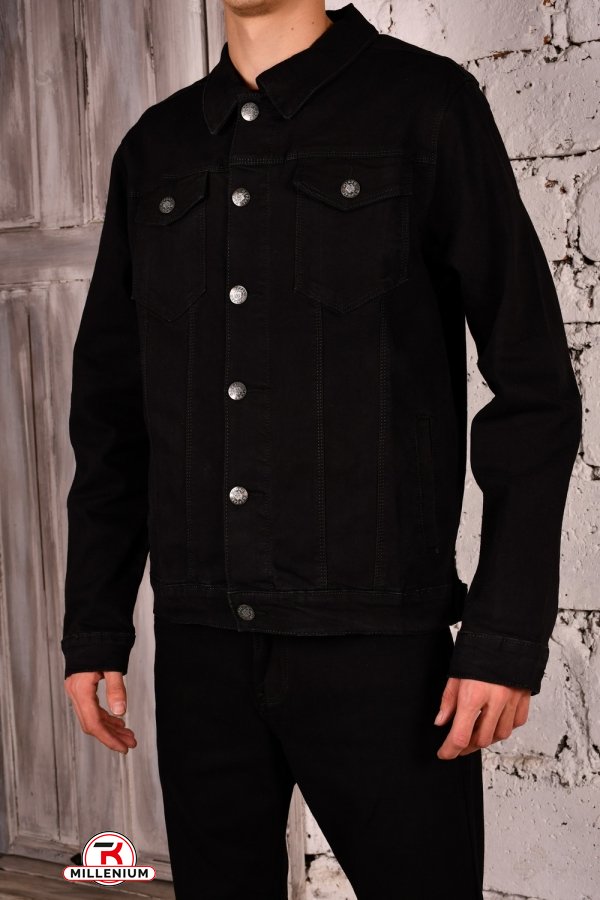Пиджак джинсовый (цв.черный) мужской стрейчевый "BARON JNS" Размеры в наличии : 50, 52, 54, 56 арт.BR-042