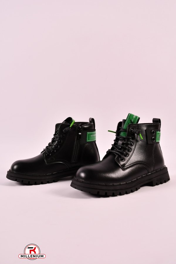 Ботинки для девочки (цв.черный/зеленый) демисезонные Размер в наличии : 34 арт.908