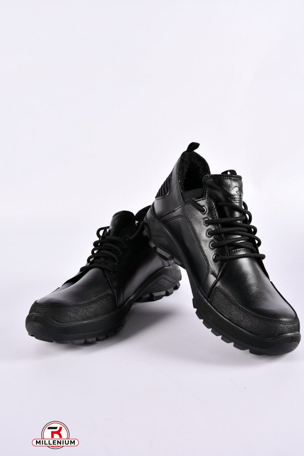 Кроссовки мужские (цв.черный) из натуральной кожи на меху "Dan Shoes" Размеры в наличии : 40, 45 арт.2030/1