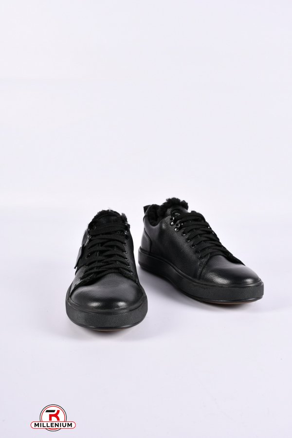 Кроссовки мужские (цв.чёрный) из натуральной кожи на меху "Dan Shoes" Размеры в наличии : 40, 41, 42 арт.2090/1