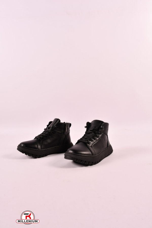 Ботинки для мальчика (цв.черный) из натуральной кожи на меху "Crosav" Размеры в наличии : 34, 35, 36, 37, 38, 39 арт.23-59