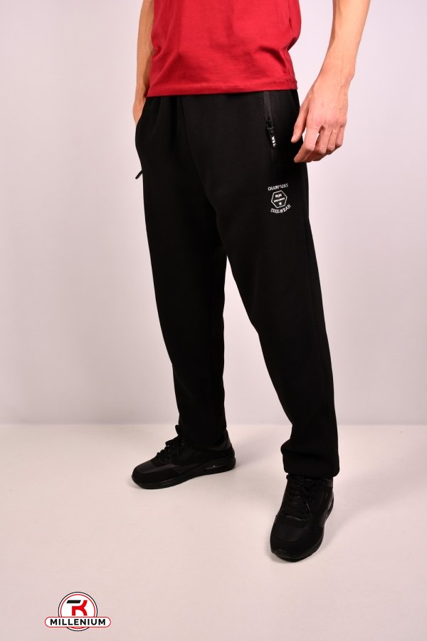 Чоловічі штани трикотажні на флісі (кол. чорний) "LONGCOM" Розміри в наявності : 46, 48 арт.A23