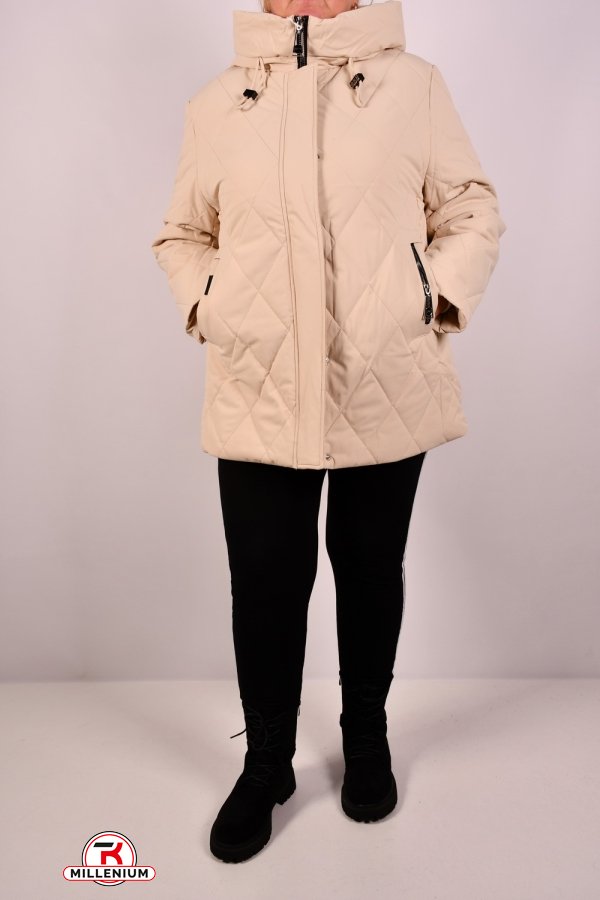 Куртка жіноча (кол. кремовий) зимова з плащової тканини Розміри в наявності : 56, 58 арт.HM-65