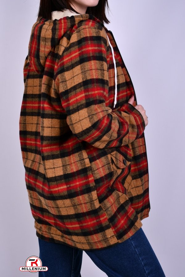 Рубашка женская байковая (цв.горчичный/бордовый) на меху "MADOY" Размеры в наличии : 42, 44, 46 арт.3070