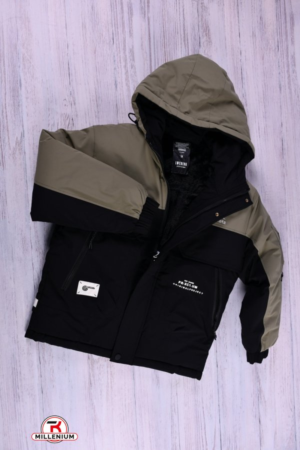 Куртка для хлопчика (кол. чорний/хакі) з плащової тканини на хутрі Зріст в наявності : 152, 170 арт.A916