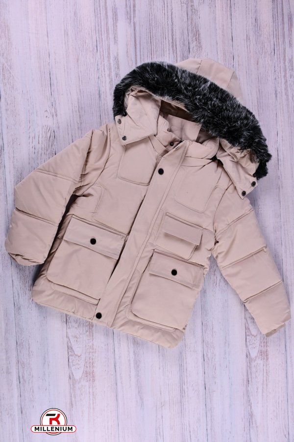 Куртка для мальчика (цв.кремовый) из плащевки зимняя Рост в наличии : 128, 140, 152 арт.093