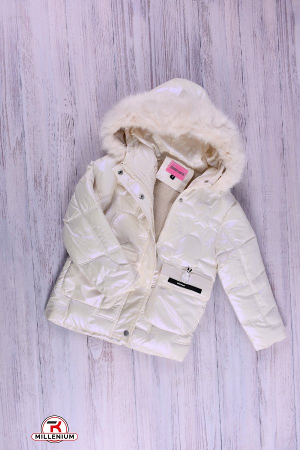 Куртка для девочки (цв.молочный) из плащевки зимняя Рост в наличии : 104 арт.133