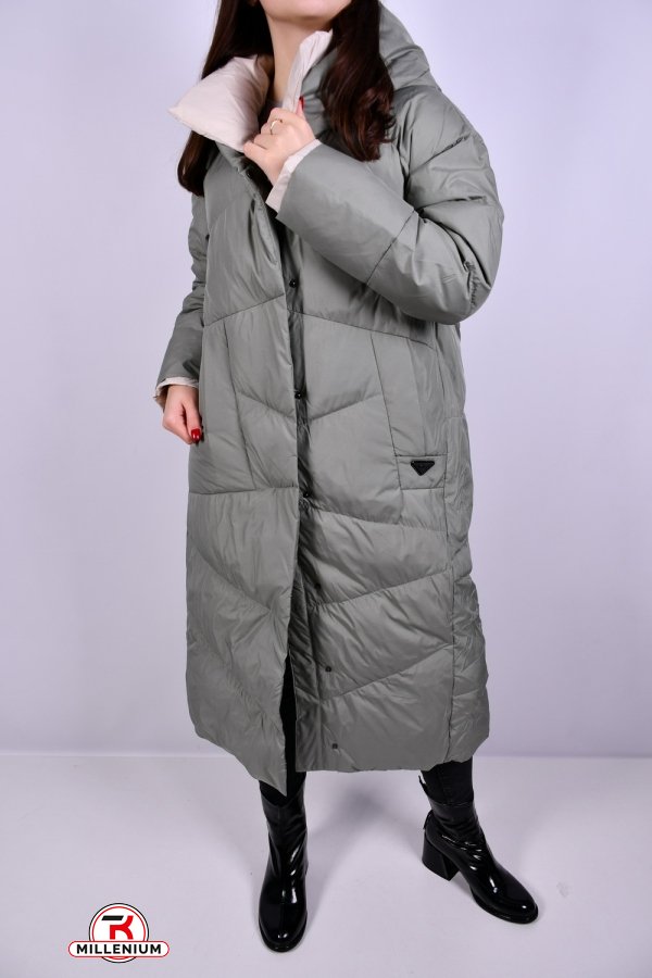 Пальто женское из плащевки зимние (color E002) наполнитель натуральный пух Размеры в наличии : 46, 50, 54 арт.HM1106