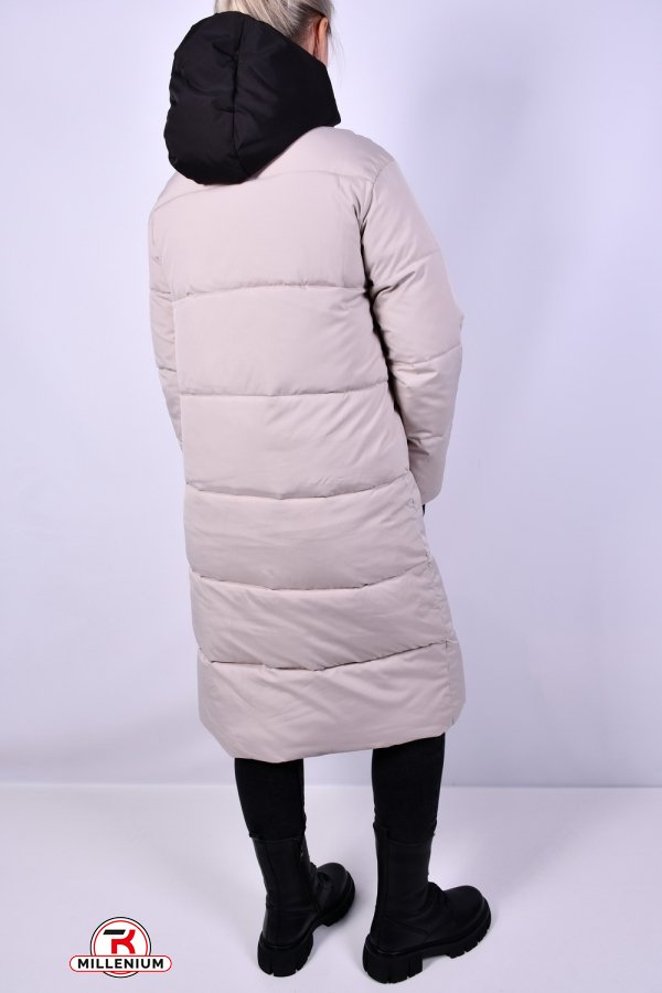 Пальто женское (цв.кремовый) зимнее из плащевки Размеры в наличии : 48, 50 арт.8325