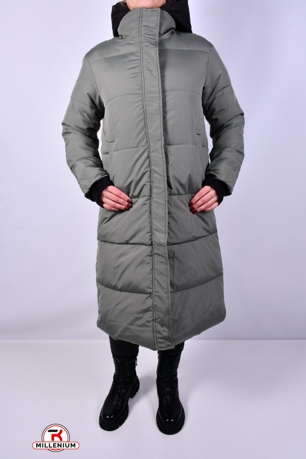 Пальто жіноче (кол. хакі) зимове з плащової тканини. Розмір в наявності : 48 арт.8325