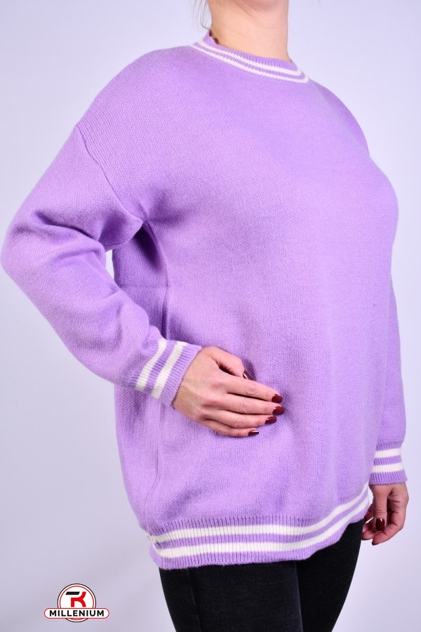 Жіночий светр в'язаний (кол. бузковий) розмір 50-52 "MIKA" модель OVER SIZE арт.303