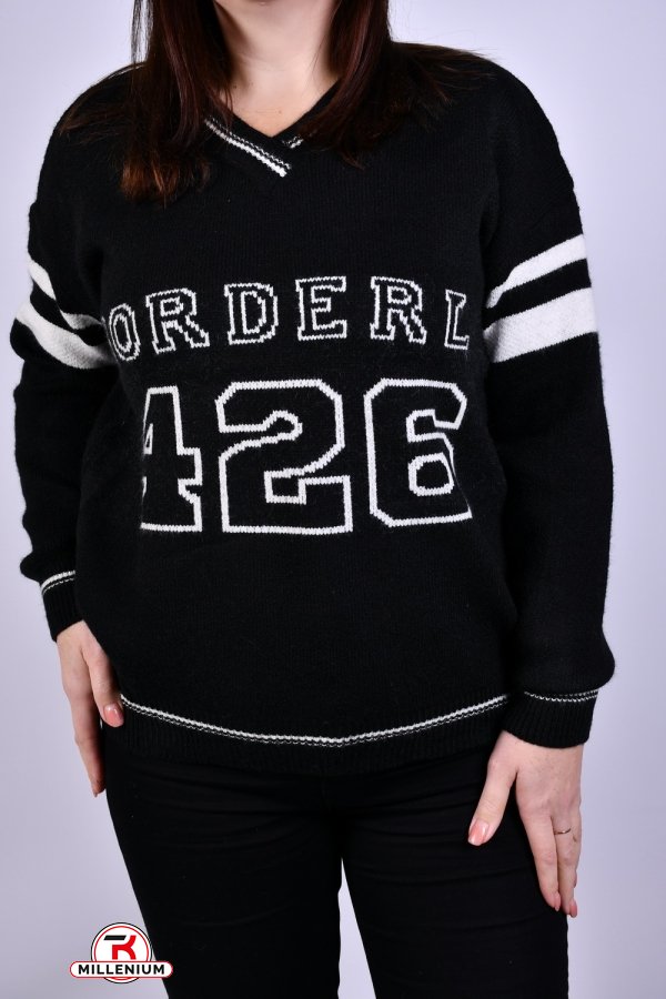 Жіночий светр в'язаний (кол. чорний) розмір 48-50 OVER SIZE арт.T7031
