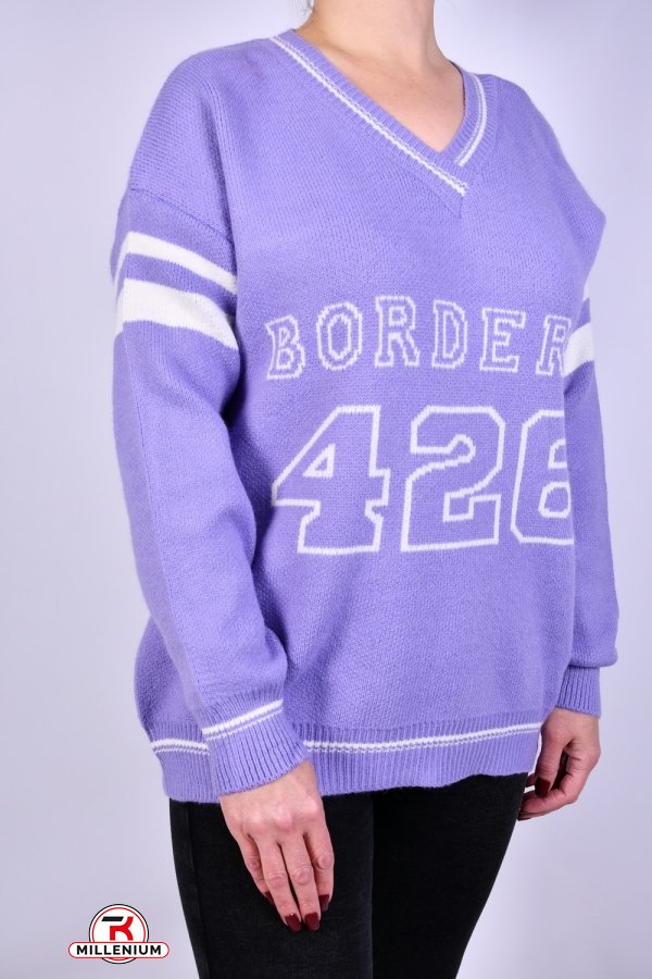 Жіночий светр в'язаний (кол. бузковий) розмір 48-50 OVER SIZE арт.T7031