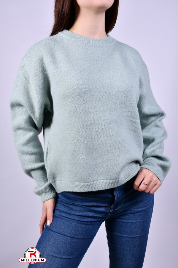 Жіночий светр в'язаний (кол. фісташковий) розмір 44-46 OVER SIZE арт.T1193