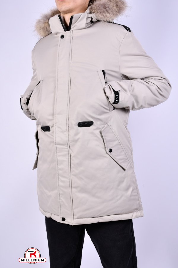 Куртка парка мужская (цв.кремовый) зимняя с плащевки с натуральном мехом "NANA" Размеры в наличии : 50, 54 арт.A9099