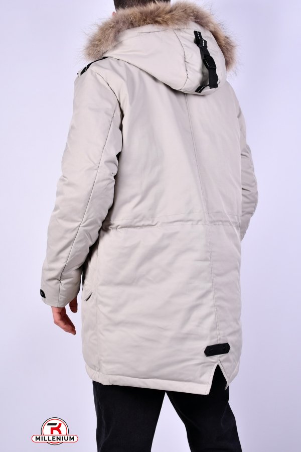 Куртка парку чоловіча (кол. кремовий) зимова з плащової тканини з натуральним хутром "NANA Розміри в наявності : 50, 54 арт.A9099
