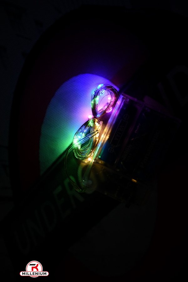 Гирлянда светодиодная капля росы нить 3м led Батарейки АА разноцветная арт.НФ-00000926