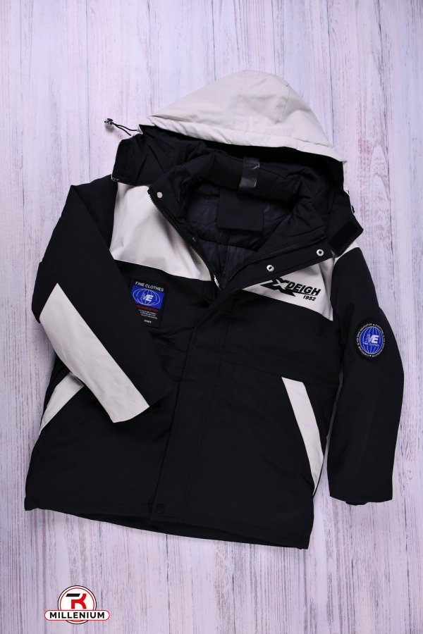 Куртка для мальчика (цв.черный/кремовый) из плащевки зимняя (модель OVER SIZE) Рост в наличии : 152, 158, 164, 170 арт.808
