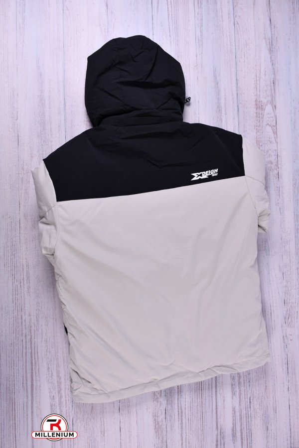 Куртка для мальчика (цв.кремовый/черный) из плащевки зимняя (модель OVER SIZE) Рост в наличии : 152, 158, 164, 170 арт.808