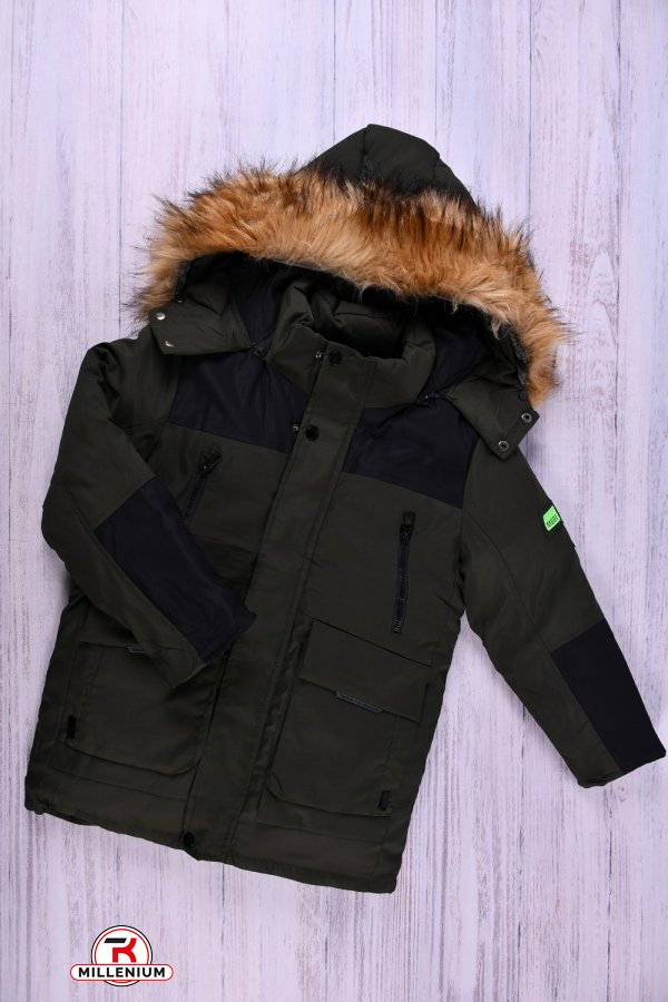 Куртка для хлопчика (кол. хакі) з плащової тканини зимова Зріст в наявності : 128 арт.091