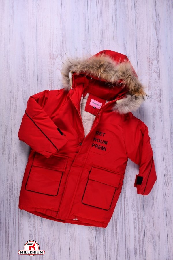 Куртка для девочки (цв.красный) из плащевки зимняя Рост в наличии : 122, 128, 134, 140, 146 арт.8866
