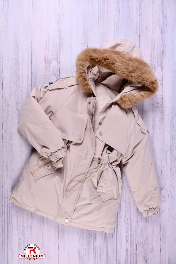 Куртка для дівчинки (кол. кремовий) з плащової тканини зимова Зріст в наявності : 128, 140 арт.077