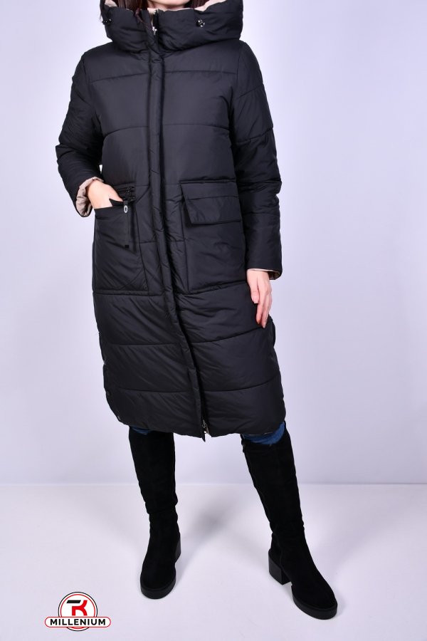 Пальто женское (цв.черный) зимнее из плащевки Размеры в наличии : 46, 48, 50 арт.8322