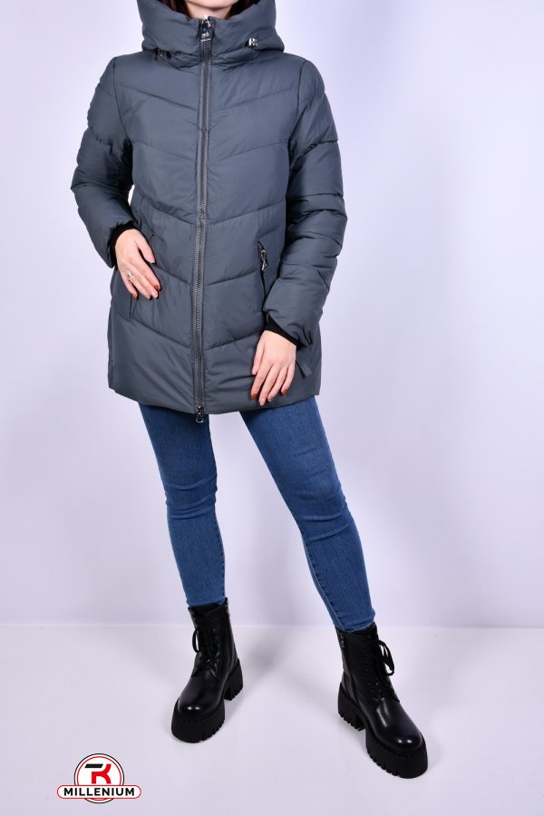 Куртка жіноча (цв. сірий) із плащової тканини зимова Розміри в наявності : 44, 46 арт.3001