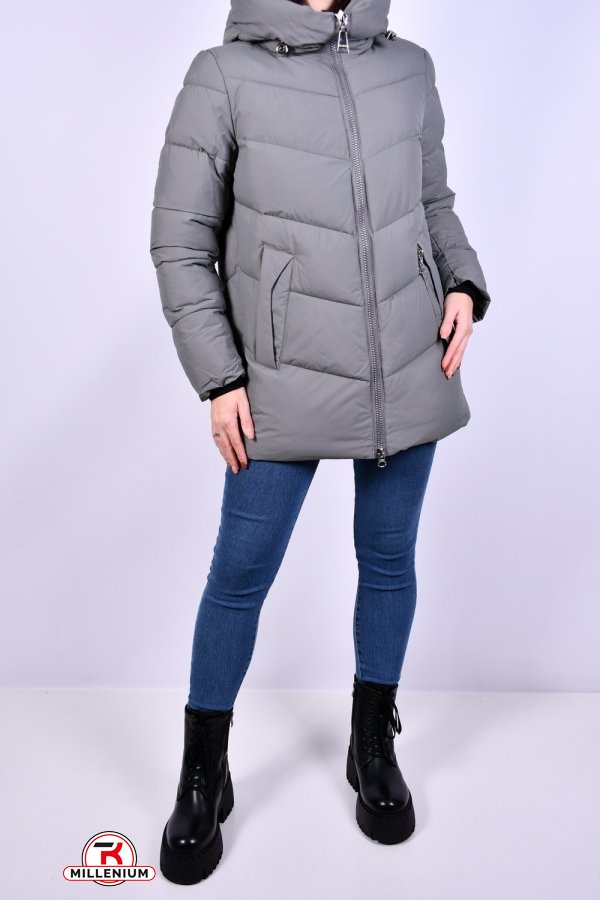 Куртка жіноча (цв. св. сірий) із плащової тканини зимова Розміри в наявності : 46, 48, 54 арт.3001