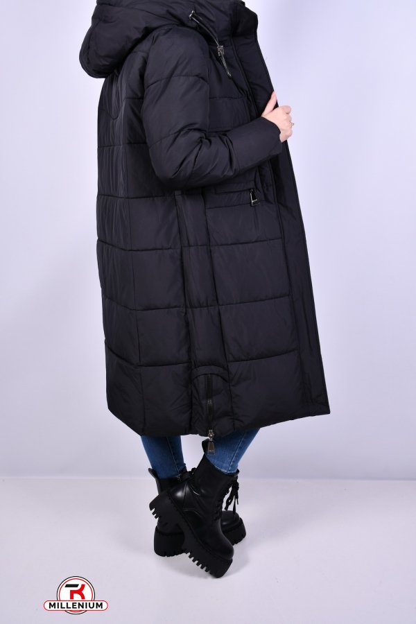 Жіноче пальто (цв. чорний) з зимової плащової тканини. Розміри в наявності : 48, 50, 52 арт.3009