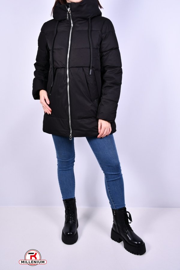 Куртка жіноча (кол. чорний) із плащової тканини зимова Розміри в наявності : 48, 54 арт.3023