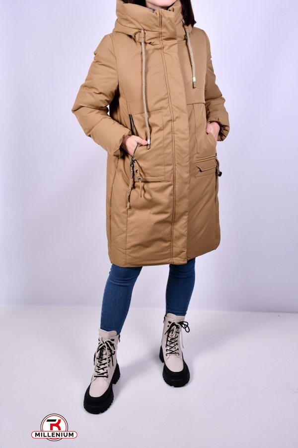 Жіноче пальто (кол. латте) з плащової тканини зимове Розміри в наявності : 44, 46 арт.3031