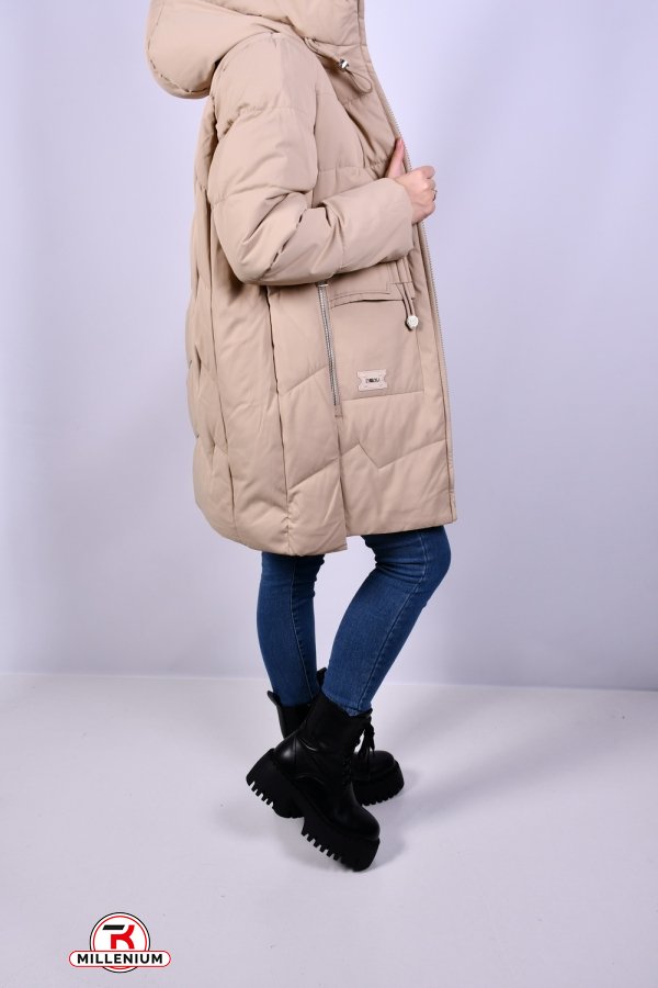 Жіноче пальто (кол. кремовий) з плащової тканини зимове Розміри в наявності : 44, 46 арт.3018