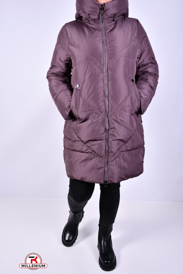 Пальто жіноче зимове (цв. фіолетовий) з плащової тканини "QIANZHIDU" Розміри в наявності : 48, 50, 52, 54, 56 арт.M911018