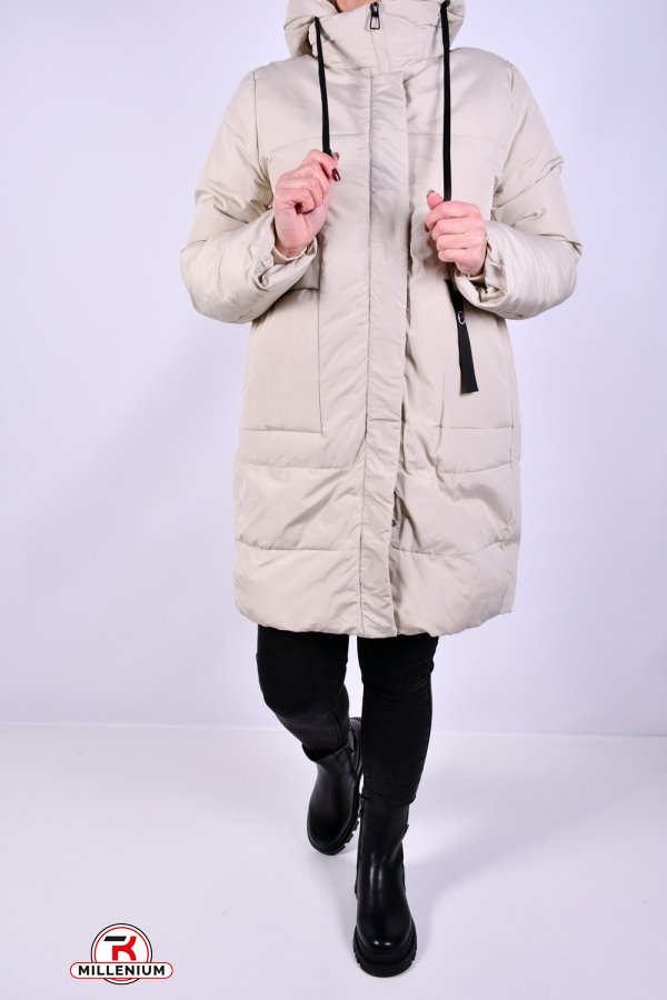 Пальто женское зимние (цв.кремовый) из плащевки Размеры в наличии : 46, 48, 50, 52, 56 арт.M925005