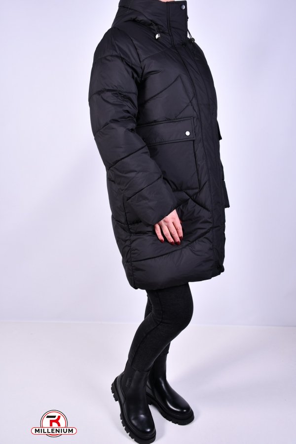 Пальто женское зимние (цв.черный) из плащевки модель OVER SIZE Размеры в наличии : 46, 52, 54, 56 арт.M911009