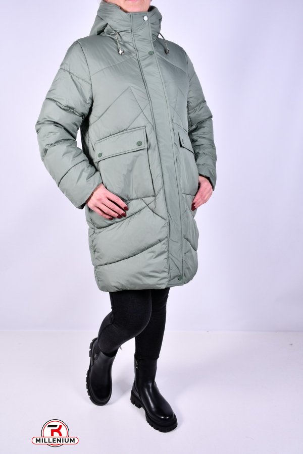 Пальто жіноче зимове (кол. м'яти) з плащової тканини модель OVER SIZE Розміри в наявності : 48, 50, 52, 54, 56 арт.M911009