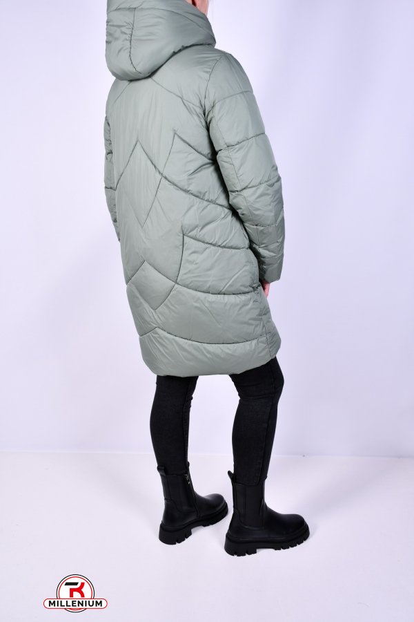 Пальто жіноче зимове (кол. м'яти) з плащової тканини модель OVER SIZE Розміри в наявності : 48, 50, 52, 54, 56 арт.M911009