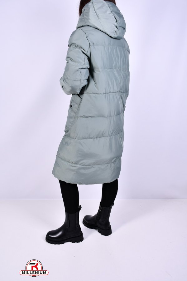 Пальто жіноче зимове (кол. м'яти) з плащової тканини модель OVER SIZE Розміри в наявності : 54, 56 арт.M012005
