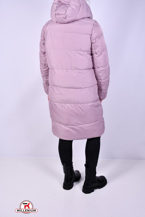 Пальто жіноче зимове (кол. бузковий) з плащової тканини модель OVER SIZE Розміри в наявності : 50, 56 арт.M012005