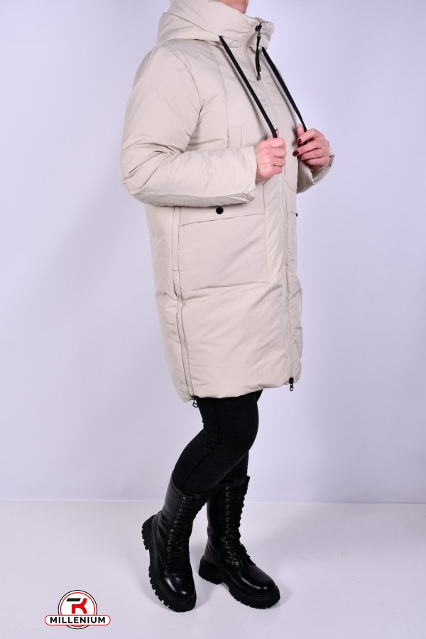 Пальто женское зимние (цв.кремовый) из плащевки Размеры в наличии : 46, 48, 50, 52, 54, 56 арт.M925001