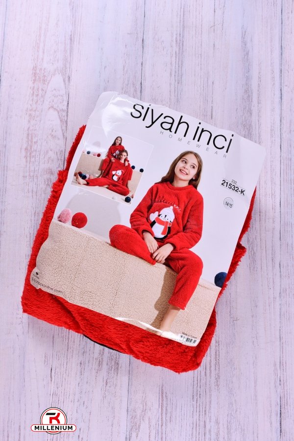 Пижама для девочки (цв.красный) махровый "SIYAH JNCI" Рост в наличии : 98, 110, 122, 134, 158 арт.21532-K