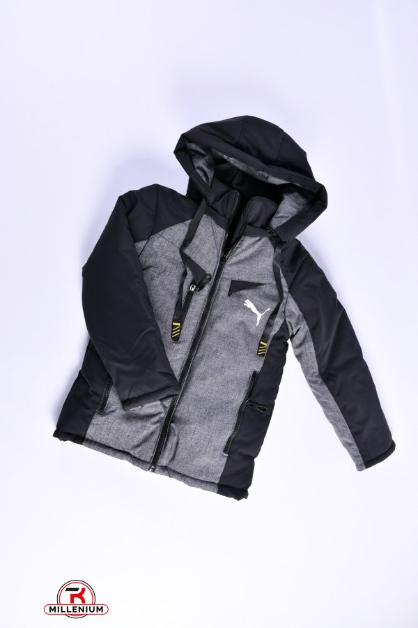 Куртка для хлопчика зимова (кол. чорний/сірий) на хутрі Зріст в наявності : 128 арт.01/